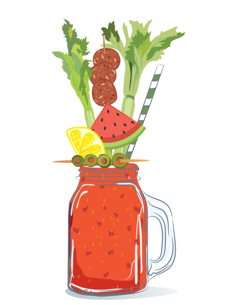 凯撒混合饮料与食物配菜图片下载