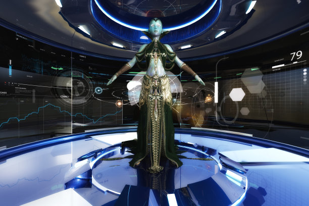 一个科幻场景的艺术3D插图图片下载