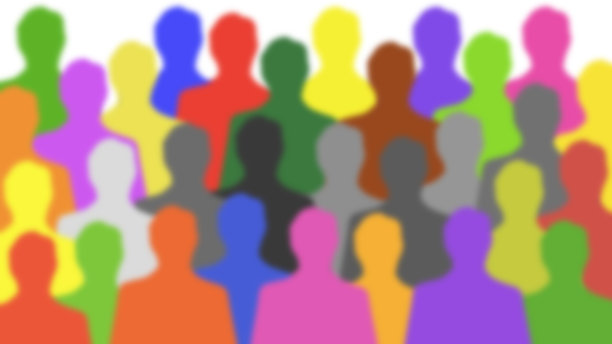 一排单色散焦的男人图片下载