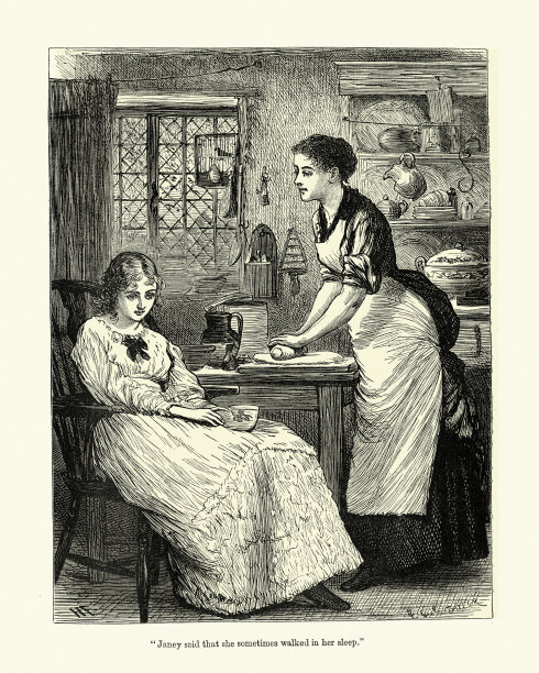 19世纪维多利亚时代的母亲和少女在厨房烘焙图片下载