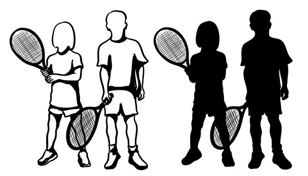 准备打网球的孩子剪影图片下载