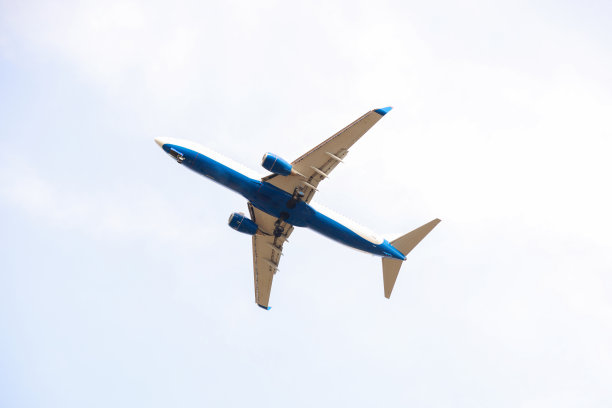 XL喷气式飞机在明亮的天空降落图片下载