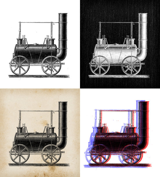 科学发现的古董插图:蒸汽动力机车图片下载