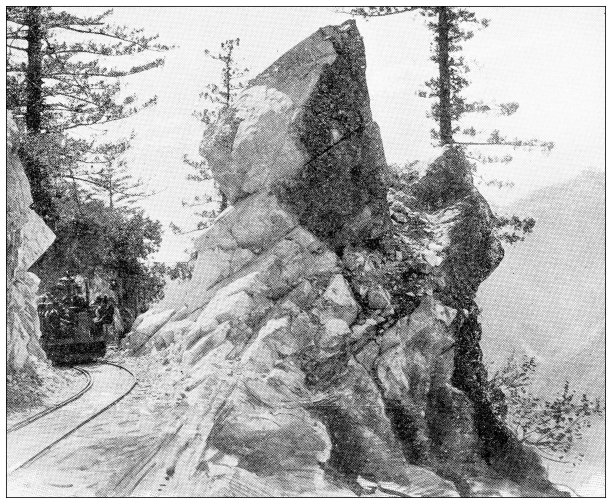 加州的古董旅行照片:山区铁路图片下载