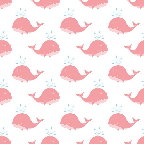 可爱的鲸鱼无缝图案卡通手绘图片下载