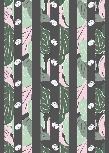 丛林philodendron鲜条纹无缝图案深灰色背景图片下载