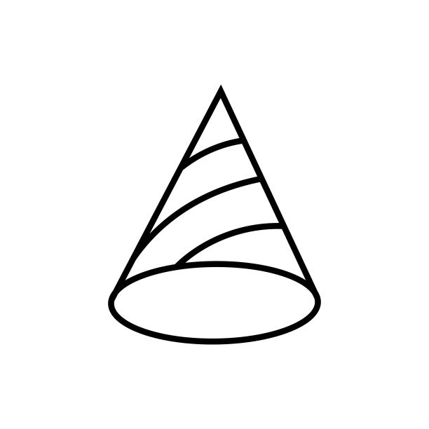 生日帽子线图标在黑色。派对帽的迹象。庆典、娱乐的概念。平面孤立的符号:插图，信息图表，标志，应用程序，横幅，网页设计，开发，ui, ux, gui。向量EPS 10图片下载