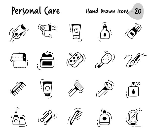 个人护理手绘图标图片下载