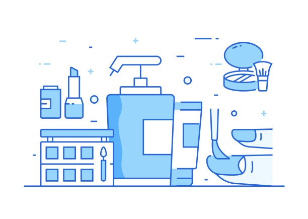 美容相关工艺信息图模板。过程时间图。工作流布局与线性图标图片下载