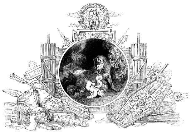 19世纪，母狼用古罗马物品照顾罗穆卢斯和莱姆斯图片下载