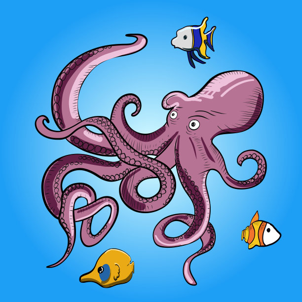 章鱼和鱼类在海底图片下载