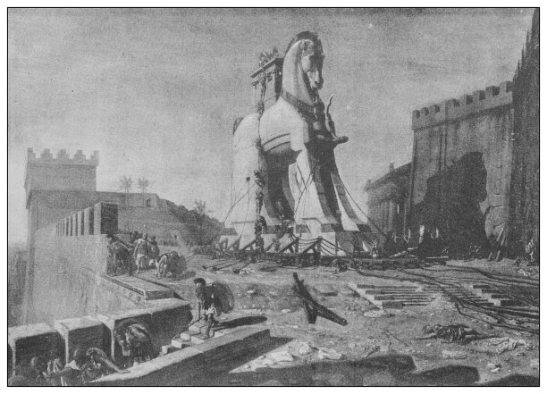 19世纪的古董名画:亨利·莫特的特洛伊木马图片下载