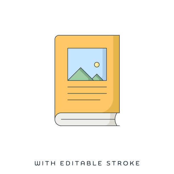 旅游指南平面和直线图标图片下载