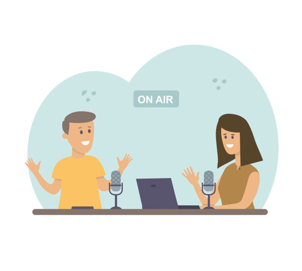 男人和女人录制播客图片下载