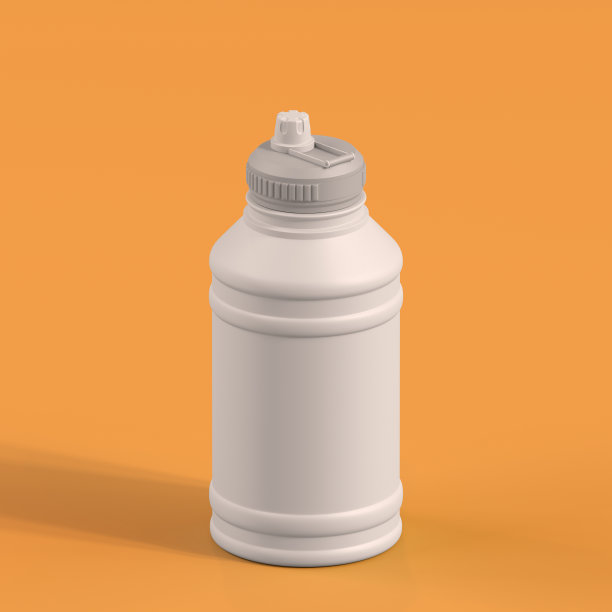 单色瓶在橙色背景，3d渲染图片下载