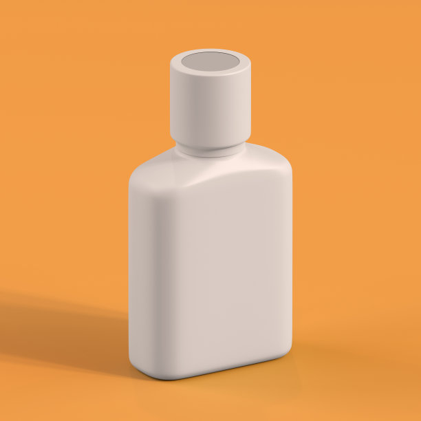 单色瓶在橙色背景，3d渲染图片下载