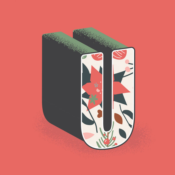 圣诞装饰字母U设计图片下载