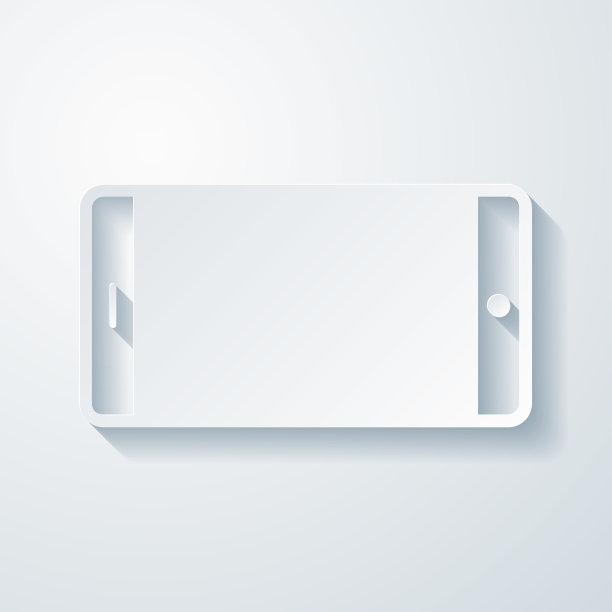 智能手机-水平位置。空白背景上剪纸效果的图标图片下载