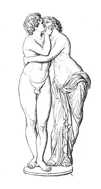 古董插图:希腊艺术，丘比特和普赛克图片下载