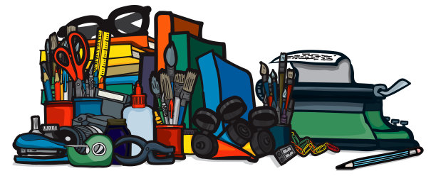 工作室的创意工具:静物横幅图片下载