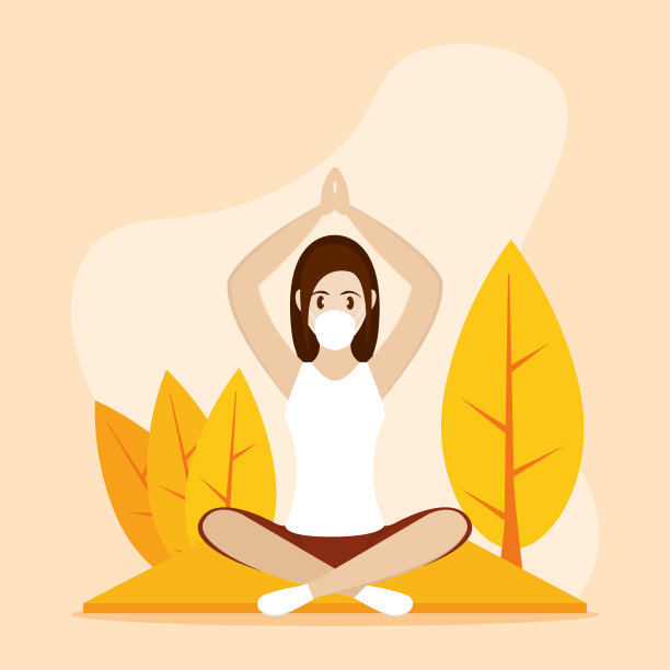 女人瑜伽与面具黄色图片下载