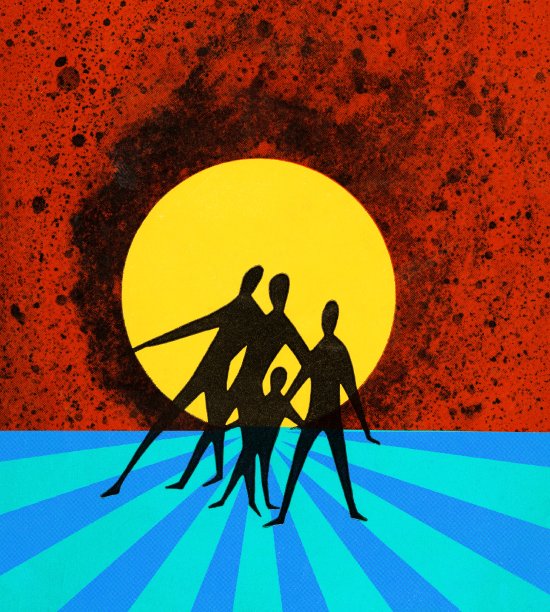 四个人的剪影图片下载