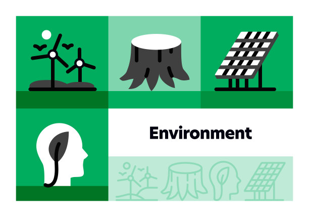 环境线图标集和横幅设计。图片下载
