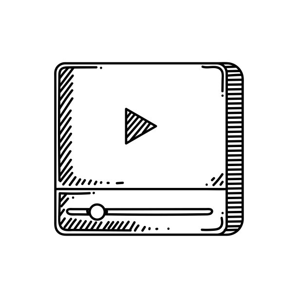 视频播放器线图标，草图设计，像素完美，可编辑笔画。标志、标志、符号。图片下载