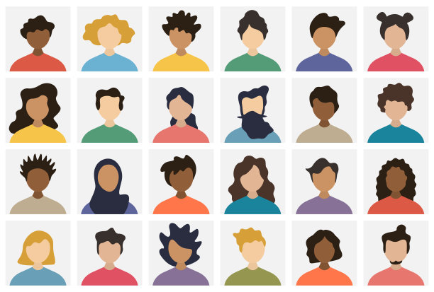 人们头像广场图标集-配置文件不同的空面孔的社会网络和应用程序-矢量抽象说明图片下载