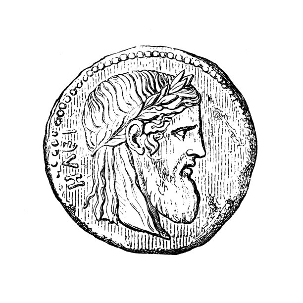 来自伊利斯的哈德良硬币上面有奥林匹亚宙斯的头像图片下载