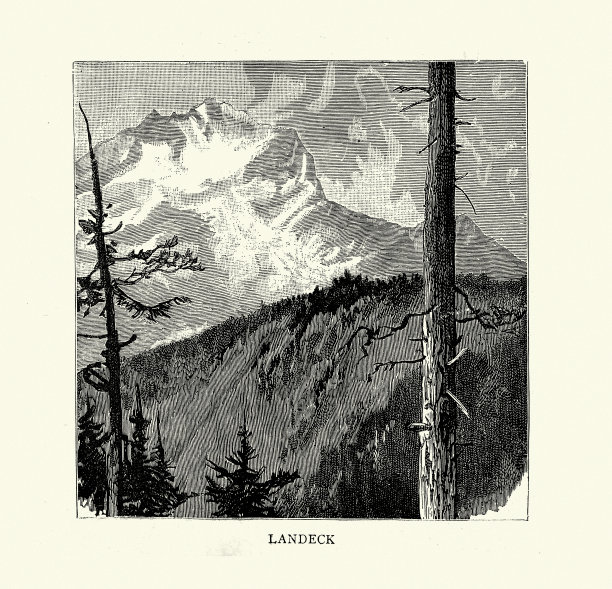兰戴克，恩加丁在瑞士阿尔卑斯山，19世纪图片下载