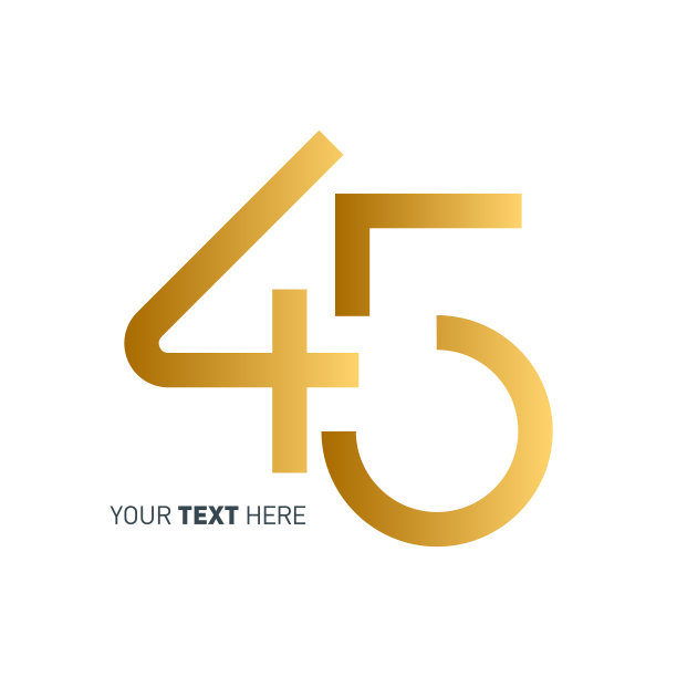 摘要45号模板。周年纪念数字模板隔离，周年纪念图标标签，周年纪念符号矢量股票插图图片下载