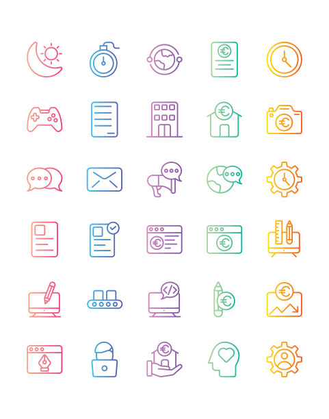 自由职业者图标设置30孤立在白色背景图片下载