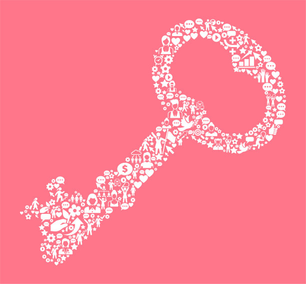 老关键的妇女权利和女孩权力图标模式图片下载