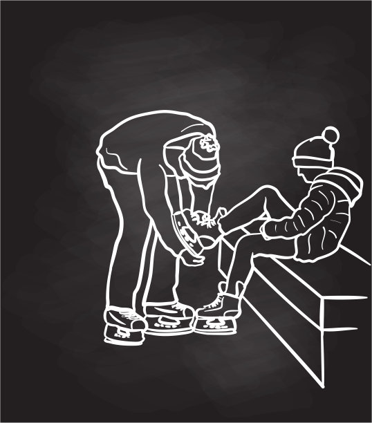 把溜冰鞋放在黑板上图片下载