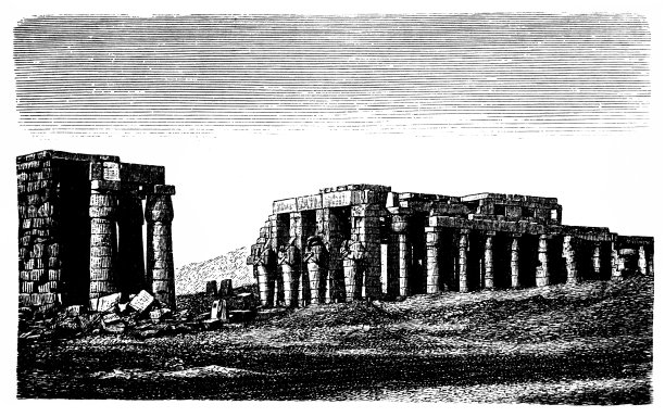 拉美西斯二世纪念神庙，位于上埃及底比斯墓地，尼罗河对岸的现代城市卢克索。图片下载