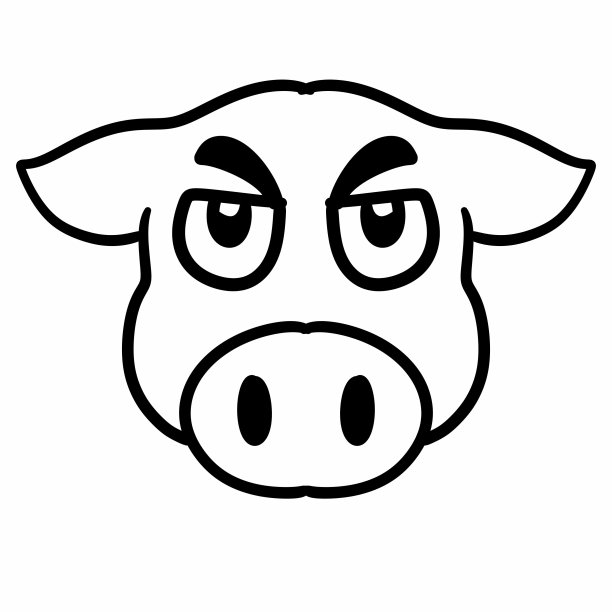 卡通猪头孤立在白色背景图片下载