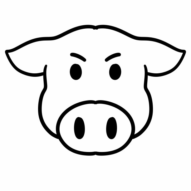卡通猪头孤立在白色背景图片下载