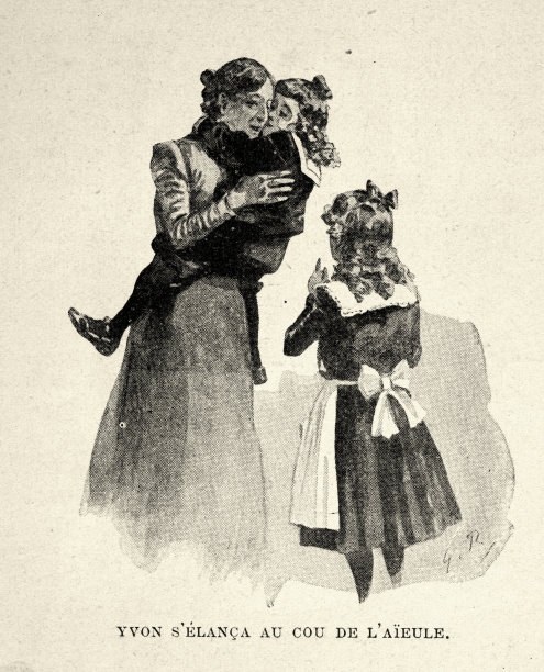 祖母和她的孙子孙女，19世纪的法国图片下载