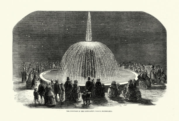 Lustgarten喷泉，柏林，德国，照明，19世纪50年代图片下载