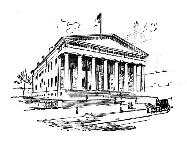 古董插图美国，宾夕法尼亚地标和公司:费城，海关图片下载