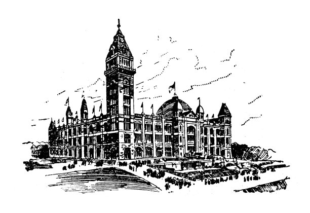 美国古董插图，明尼苏达州地标和公司:明尼阿波利斯，博览会大厦图片下载