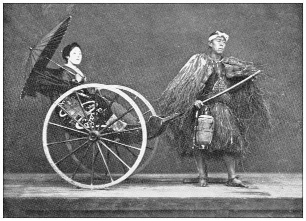 日本古玩旅行照片:人力车图片下载