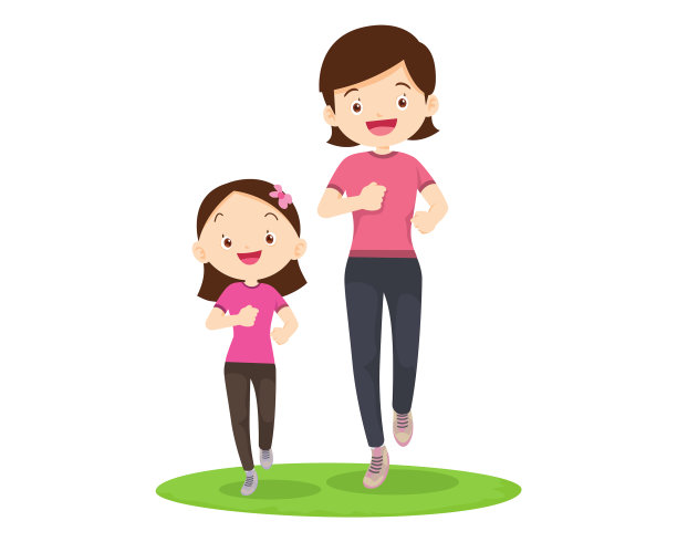 快乐的家庭体育活动，妈妈，爸爸和孩子图片下载