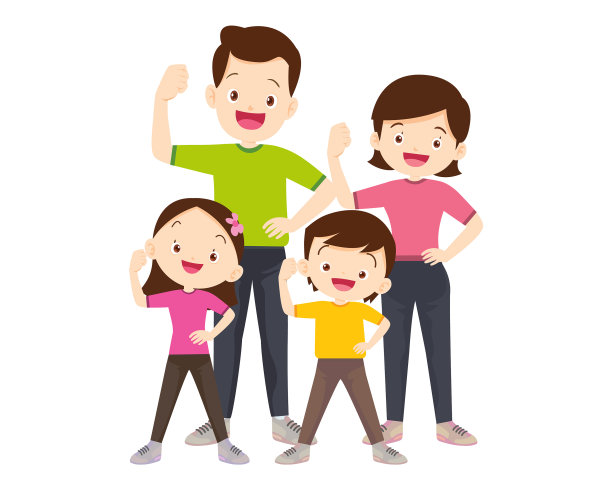 快乐的家庭体育活动，妈妈，爸爸和孩子图片下载