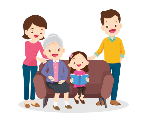 家人和祖父母听孩子说话图片下载
