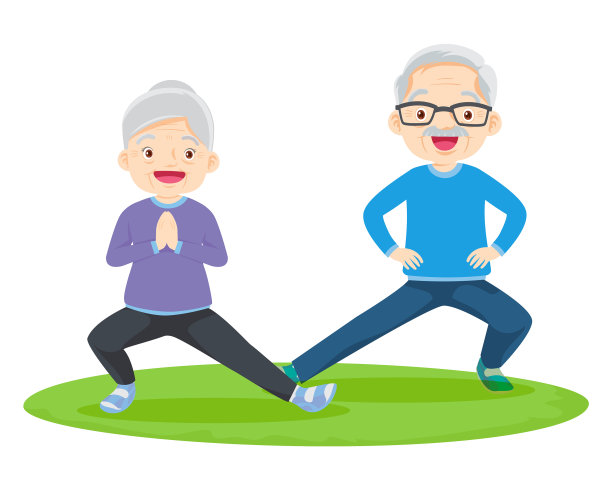 老夫妇积极练习瑜伽图片下载