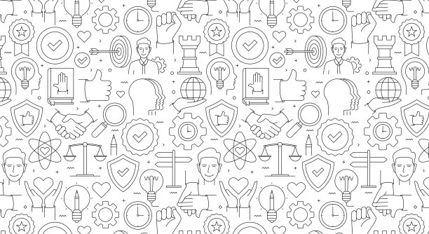 核心无缝模式白色背景和线条图标图片下载