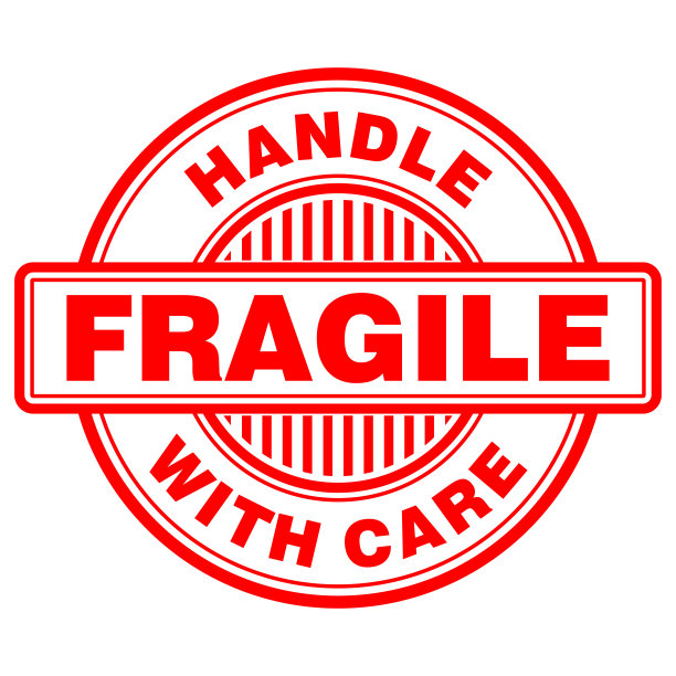 易碎处理小心邮票矢量图片下载