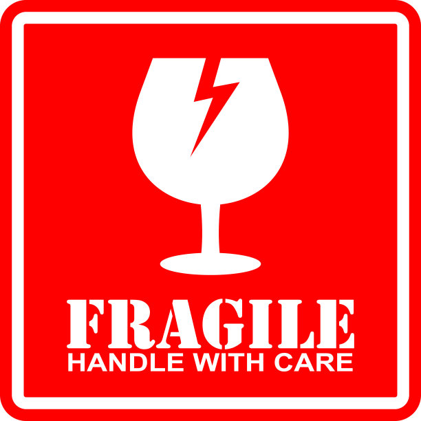 易碎处理与护理贴纸矢量图片下载